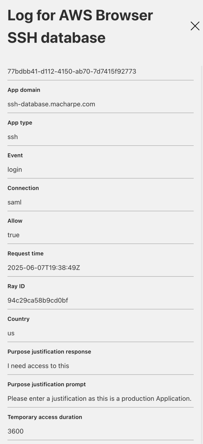 Purpose Justification response to access this App