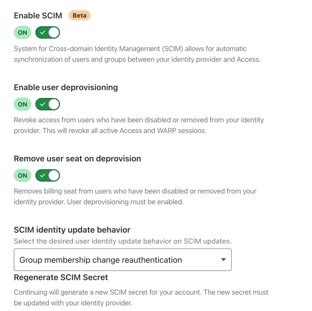 Settings > Authentication > Your named IDP